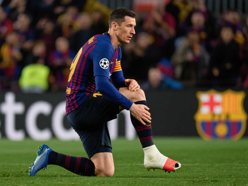 巴萨官宣：莱万左脚踝受伤，归期待康复进展确认